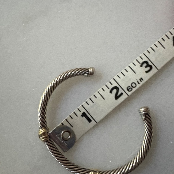 ✨ David Yurman Diamond 5mm Cable Cuff Bracelet — Sterling,18K Gold, Authentic S - Picture 8 of 9